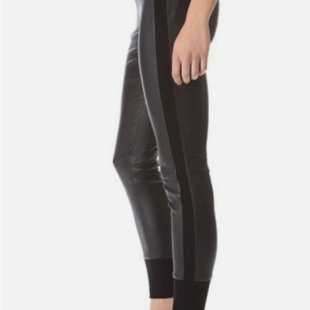VINCE Knit Cuff Leather Stretch Leggings Pants - Size S - Picture 2 of 8